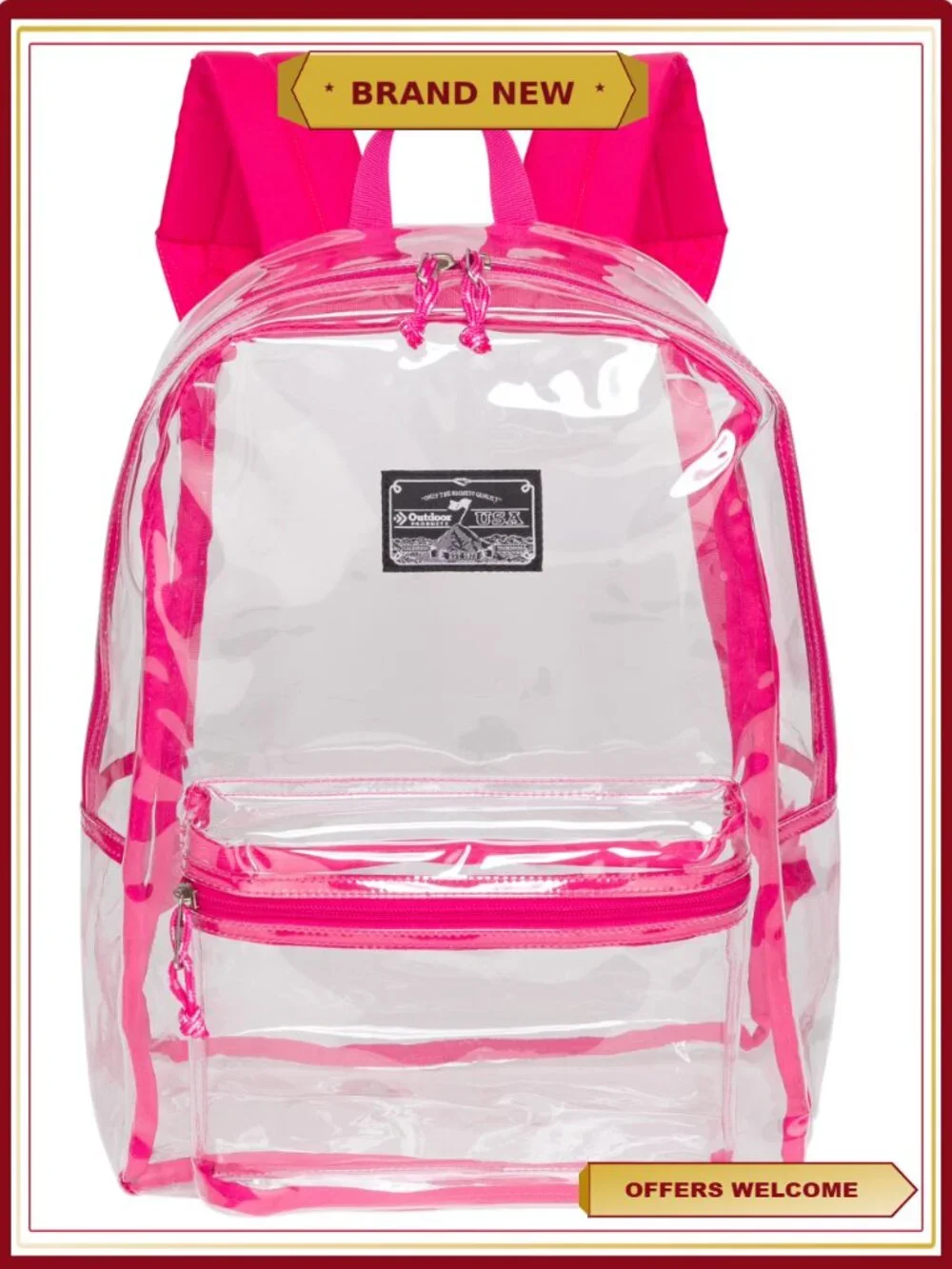 27L Clear Backpack Unisex Teens Durable Stadium Approved